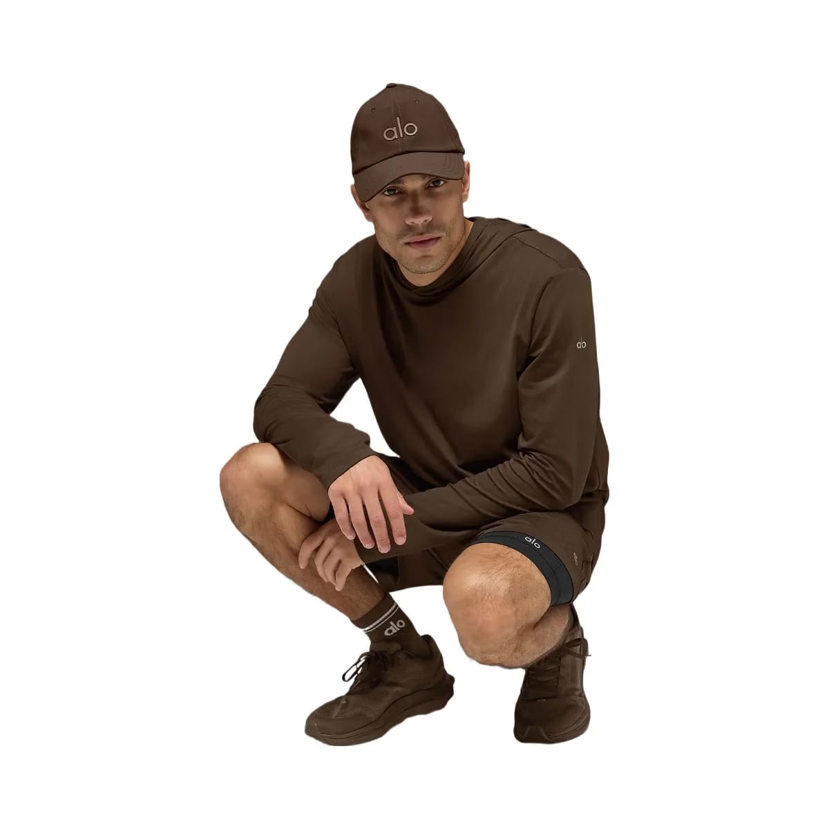 Alo Men's Conquer Reform Long Sleeve With Hood - Espresso