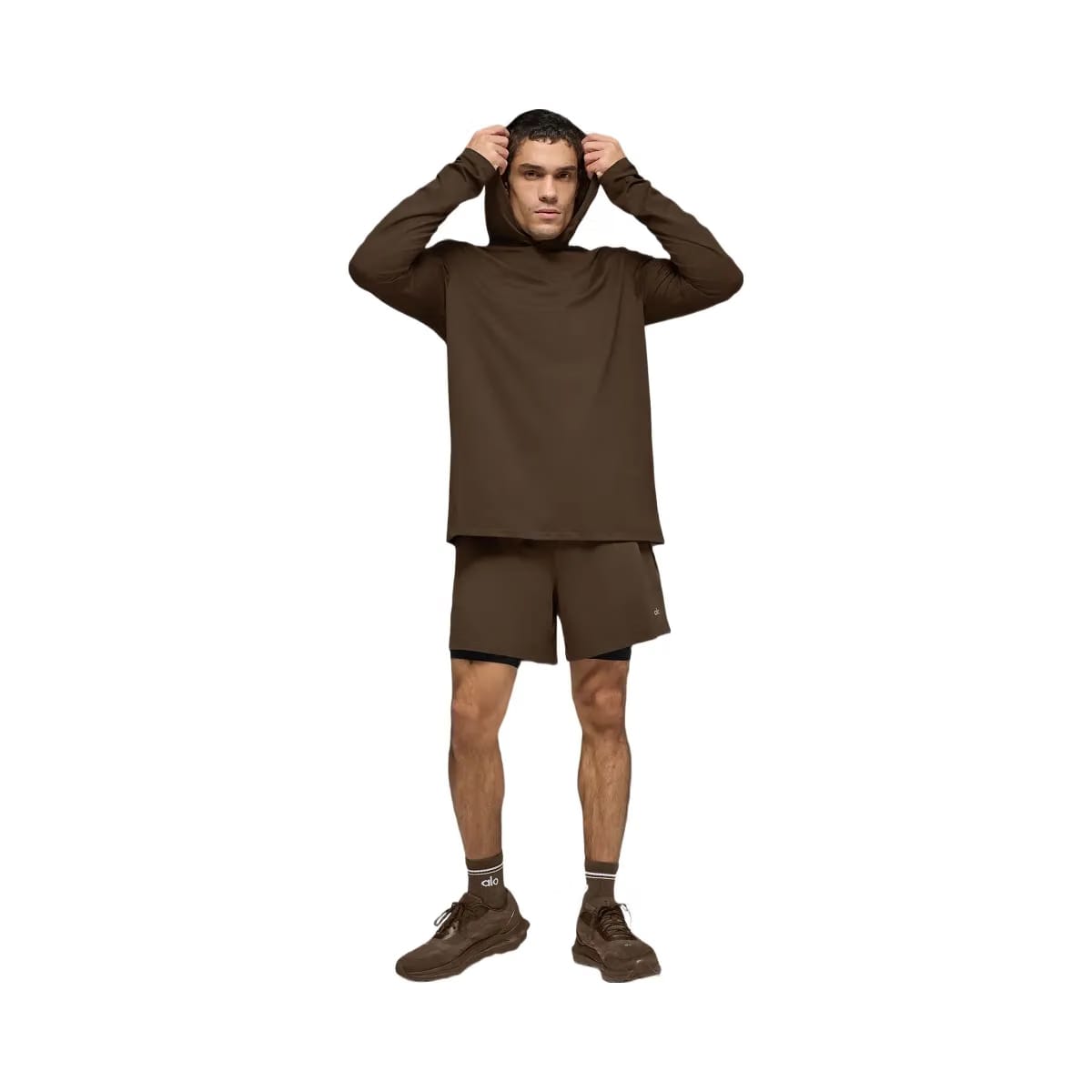 Alo Men's Conquer Reform Long Sleeve With Hood - Espresso