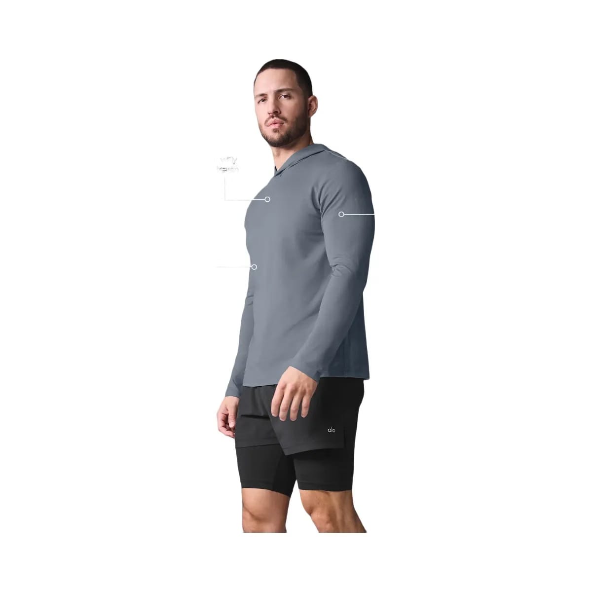 Alo Men's Conquer Reform Long Sleeve With Hood - Steel Grey