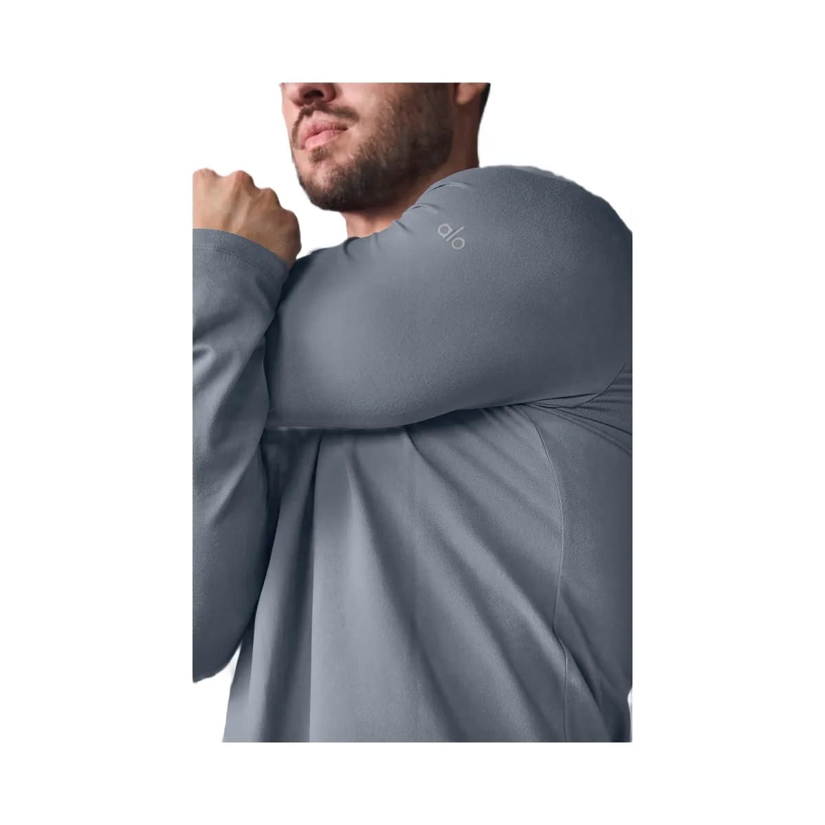 Alo Men's Conquer Reform Long Sleeve With Hood - Steel Grey