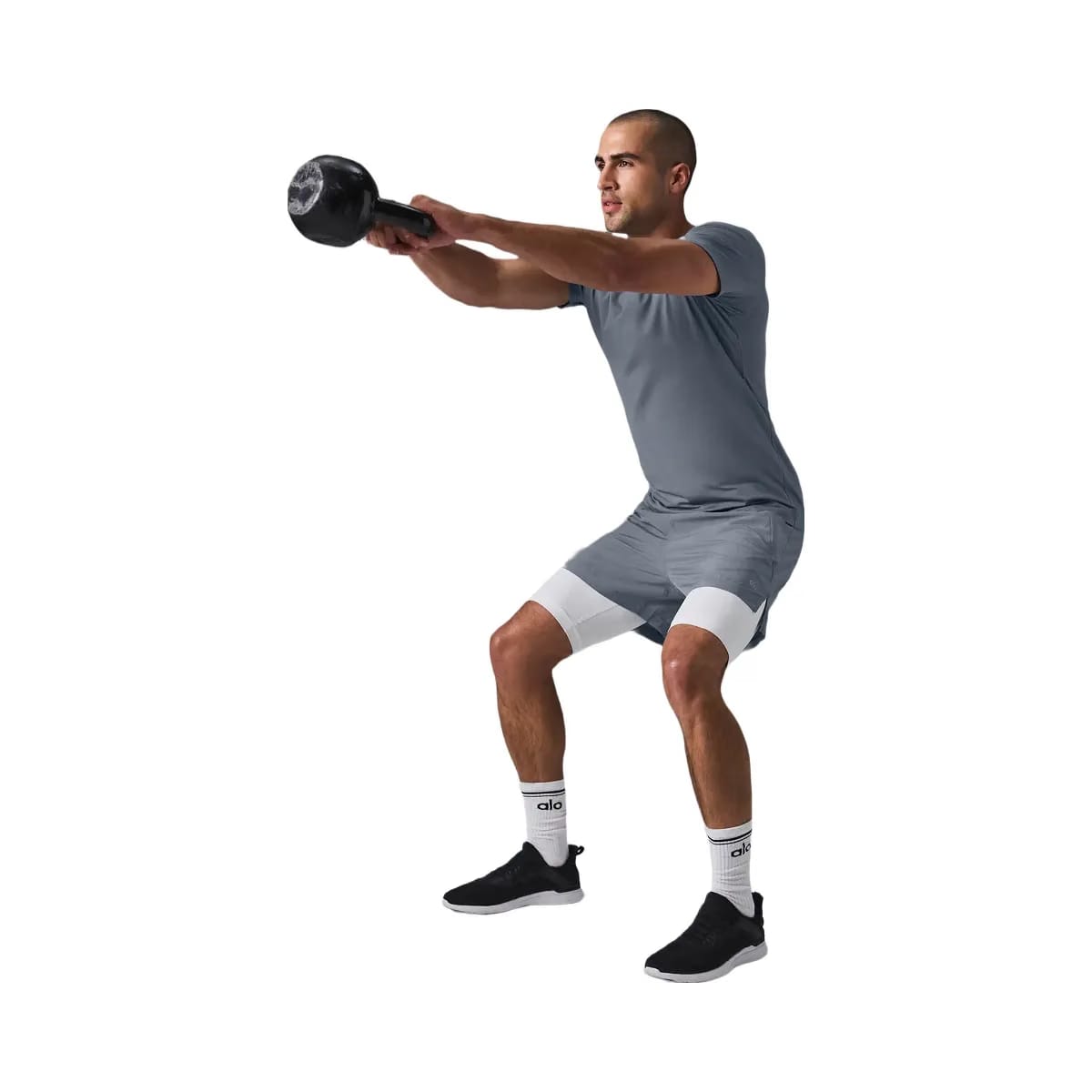 Alo Men's Conquer Reform Crewneck Short Sleeve - Steel Grey