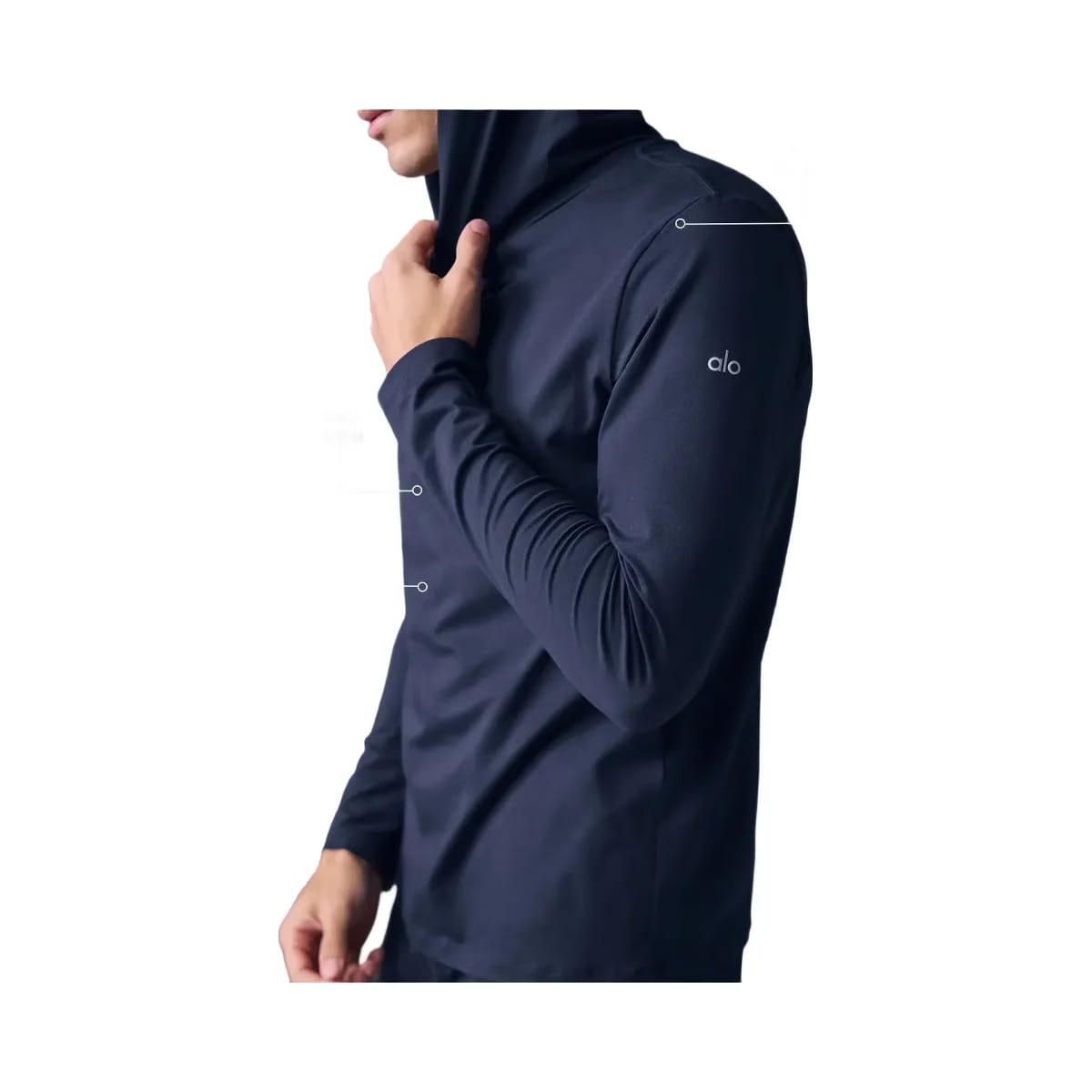 Alo Men's Conquer Reform Long Sleeve With Hood - Navy