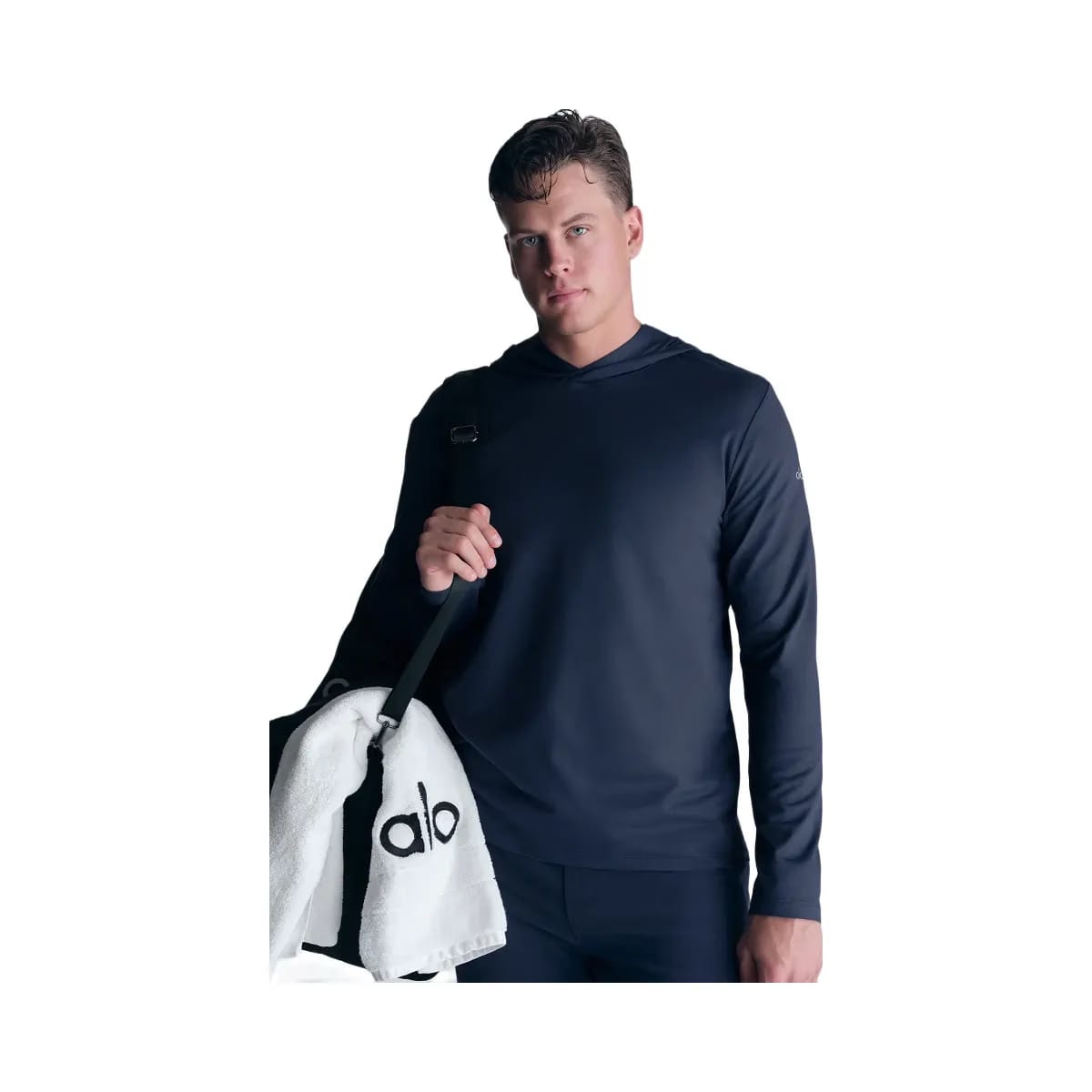 Alo Men's Conquer Reform Long Sleeve With Hood - Navy