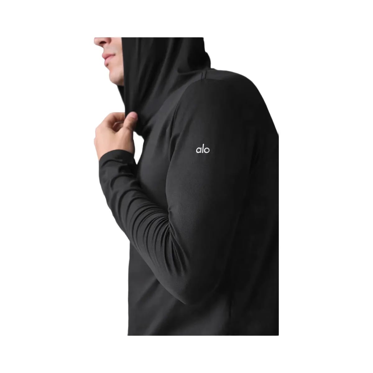 Alo Men's Conquer Reform Long Sleeve With Hood - Black