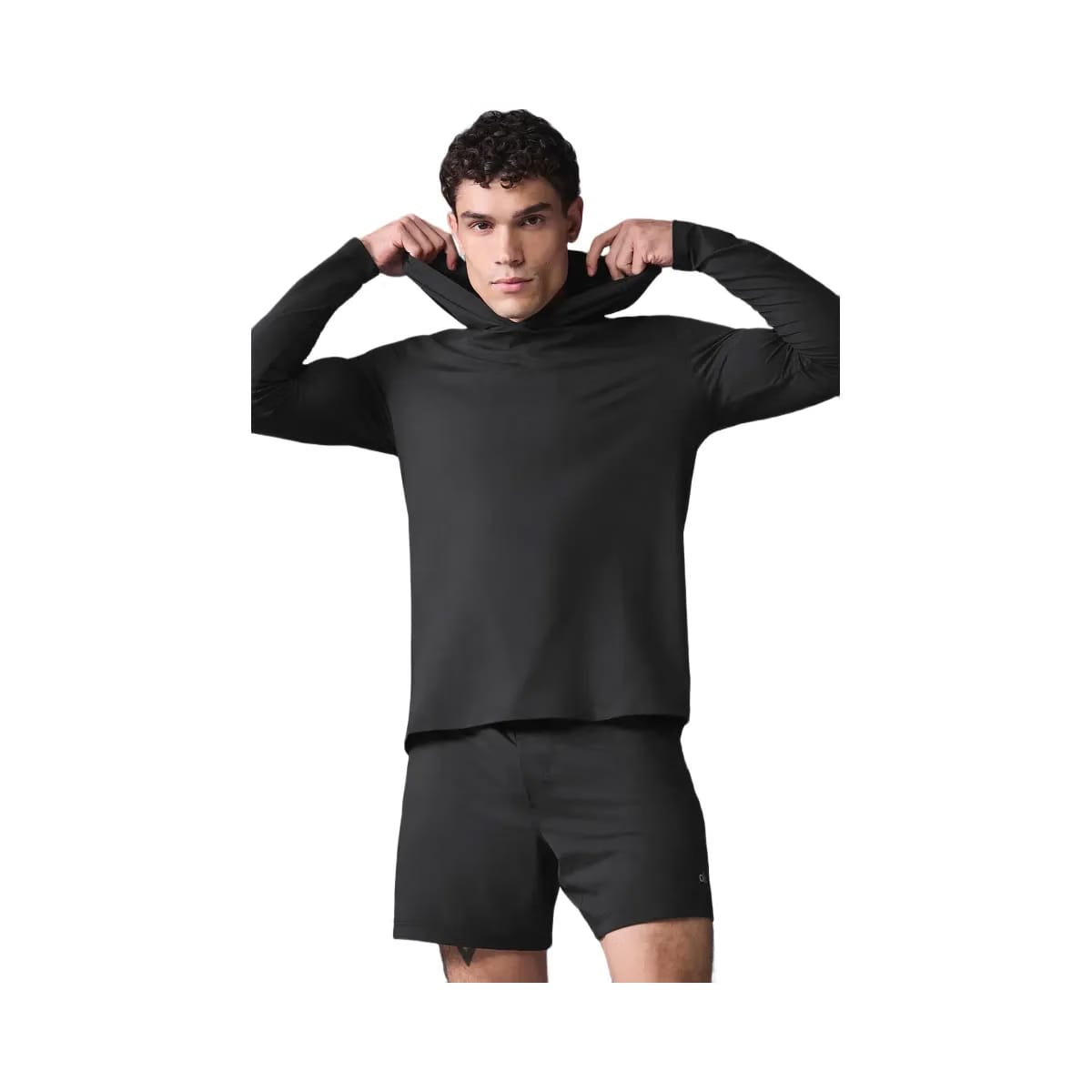Alo Men's Conquer Reform Long Sleeve With Hood - Black
