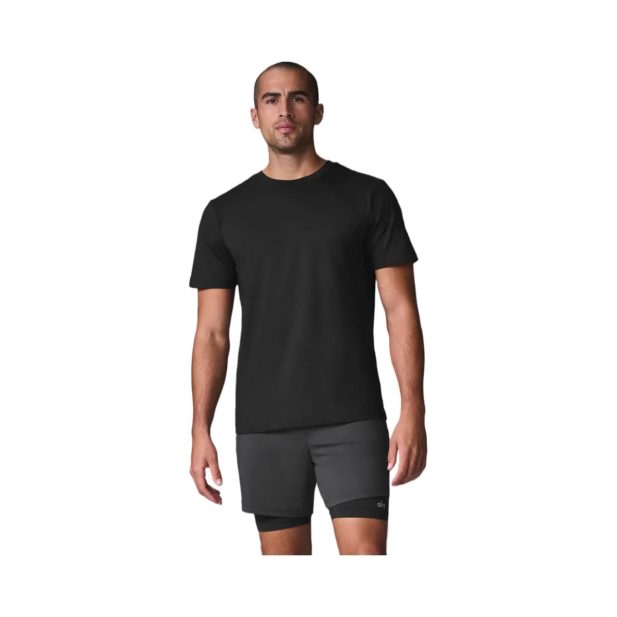 Alo Men's Conquer Reform Crewneck Short Sleeve - Black