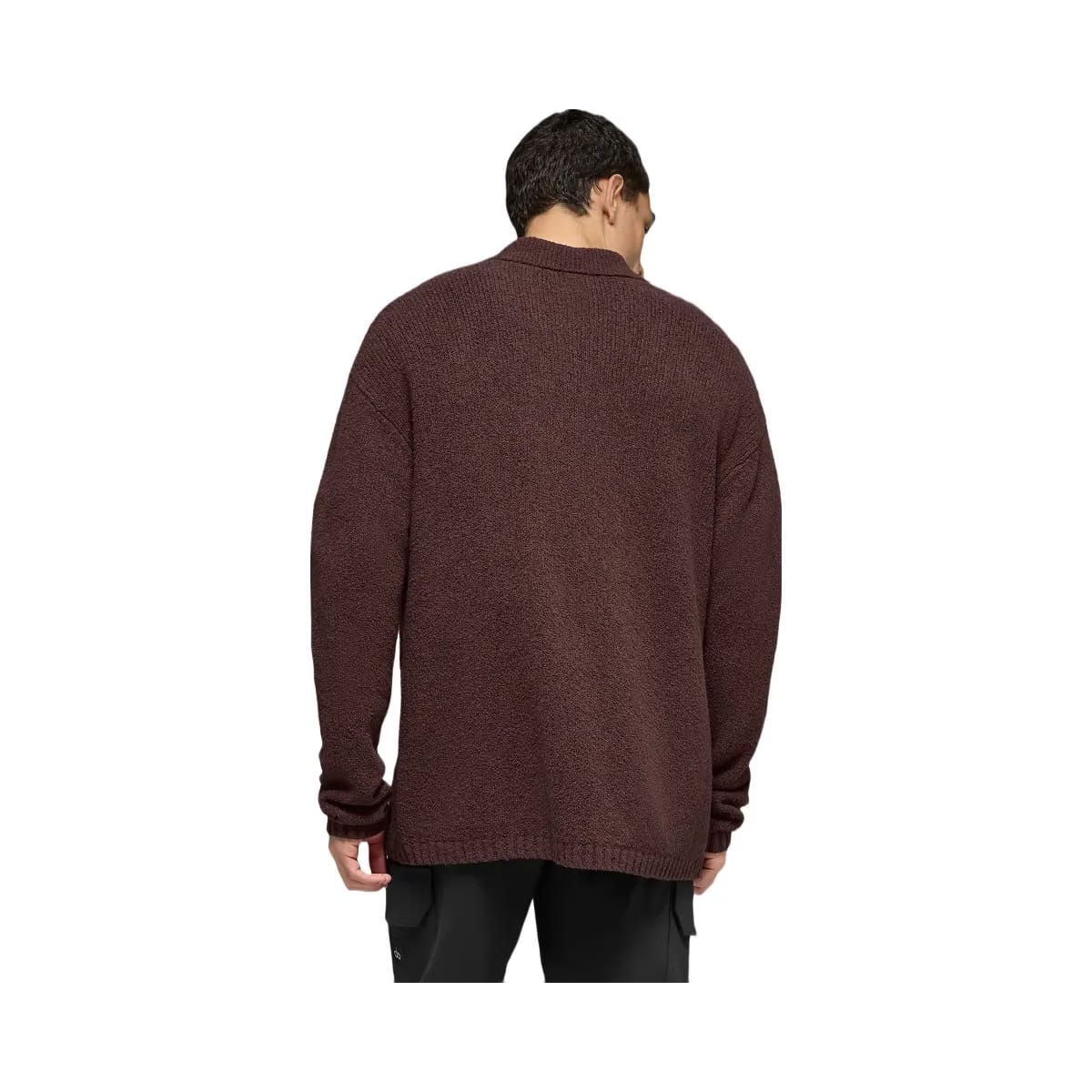 Alo Men's Textured Knit Long Sleeve Polo - Brownstone