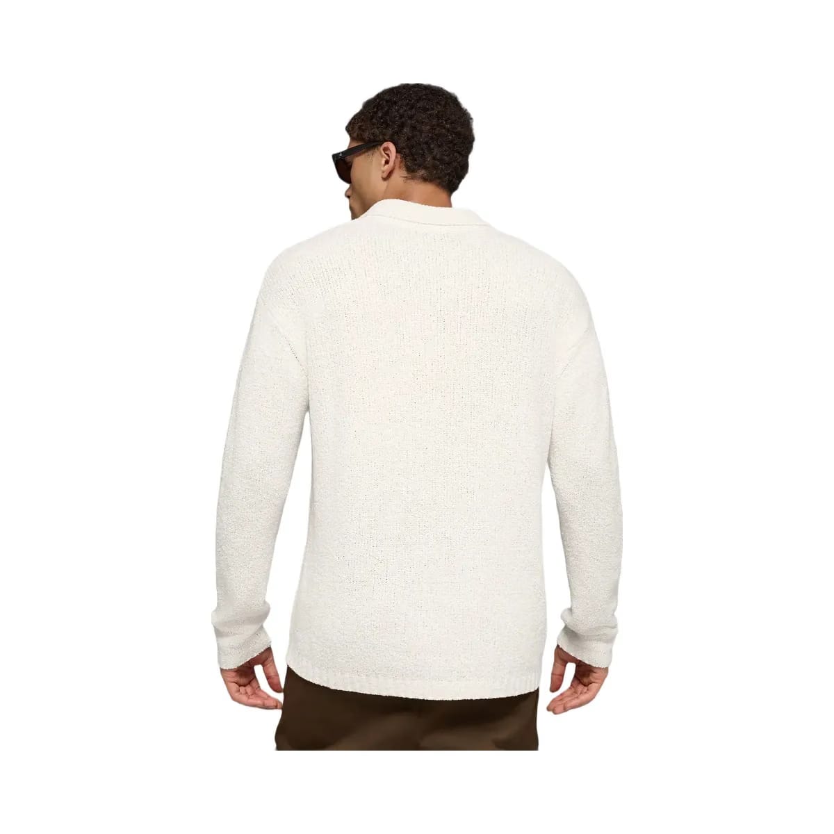 Alo Men's Textured Knit Long Sleeve Polo - Ivory