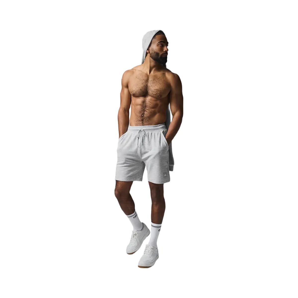 Alo Men's 7" Micro Waffle Fast Break Short - Athletic Heather Grey