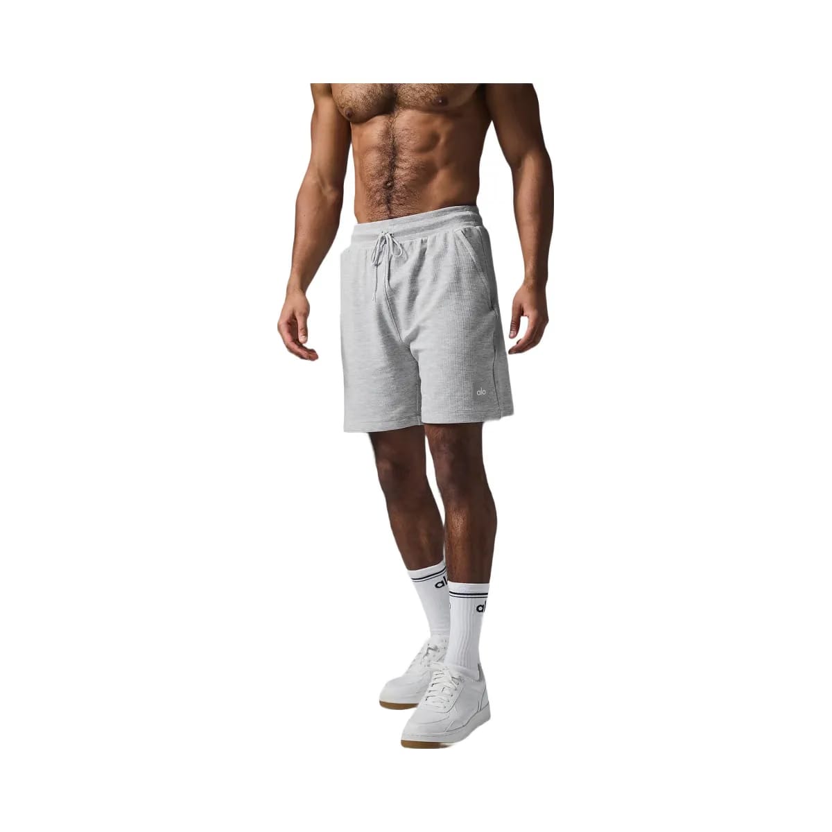 Alo Men's 7" Micro Waffle Fast Break Short - Athletic Heather Grey