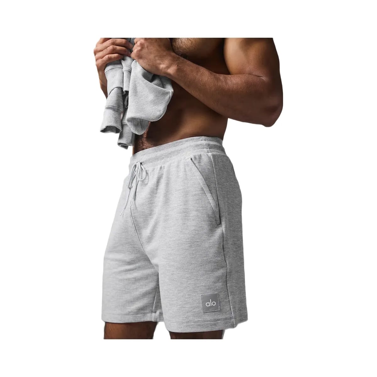 Alo Men's 7" Micro Waffle Fast Break Short - Athletic Heather Grey