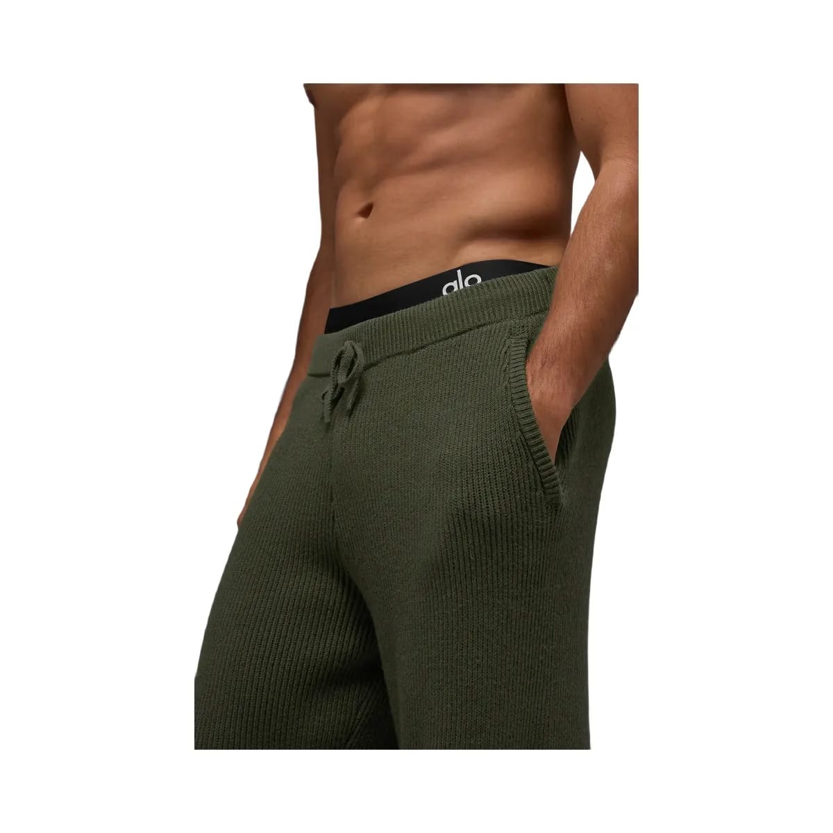 Alo Men's Domain Rib Knit Sweatpant - Green Olive