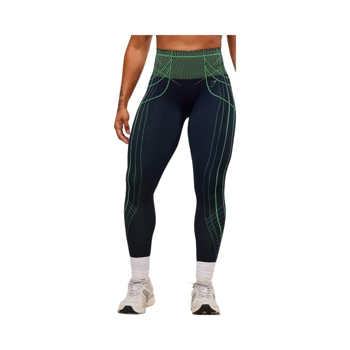 Gymshark Apex Seamless Leggings - Heavy Blue/Active Green