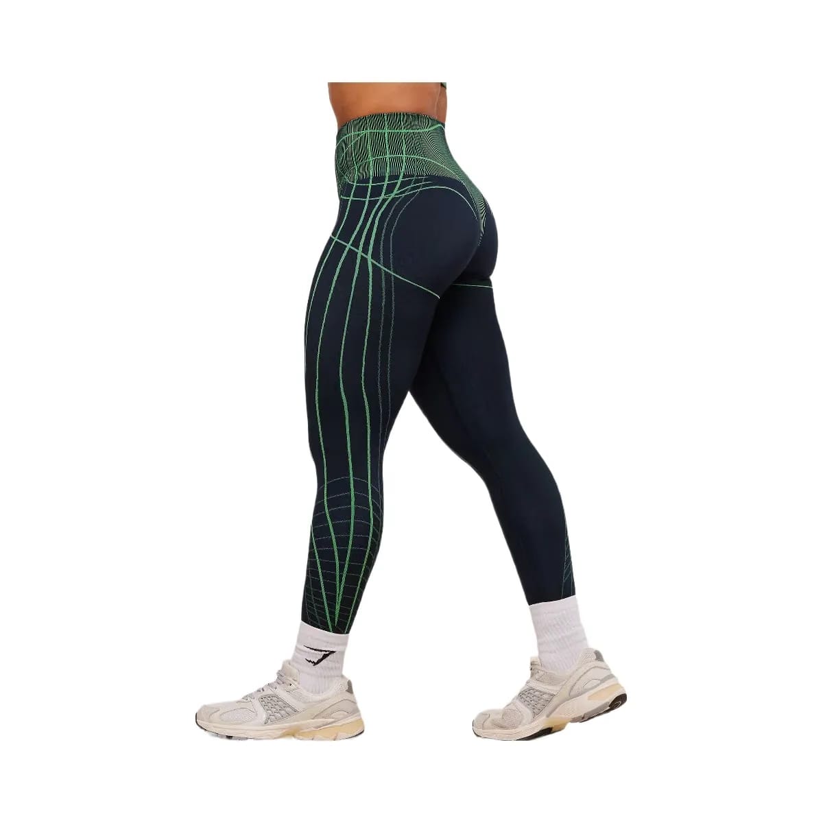 Gymshark Apex Seamless Leggings - Heavy Blue/Active Green