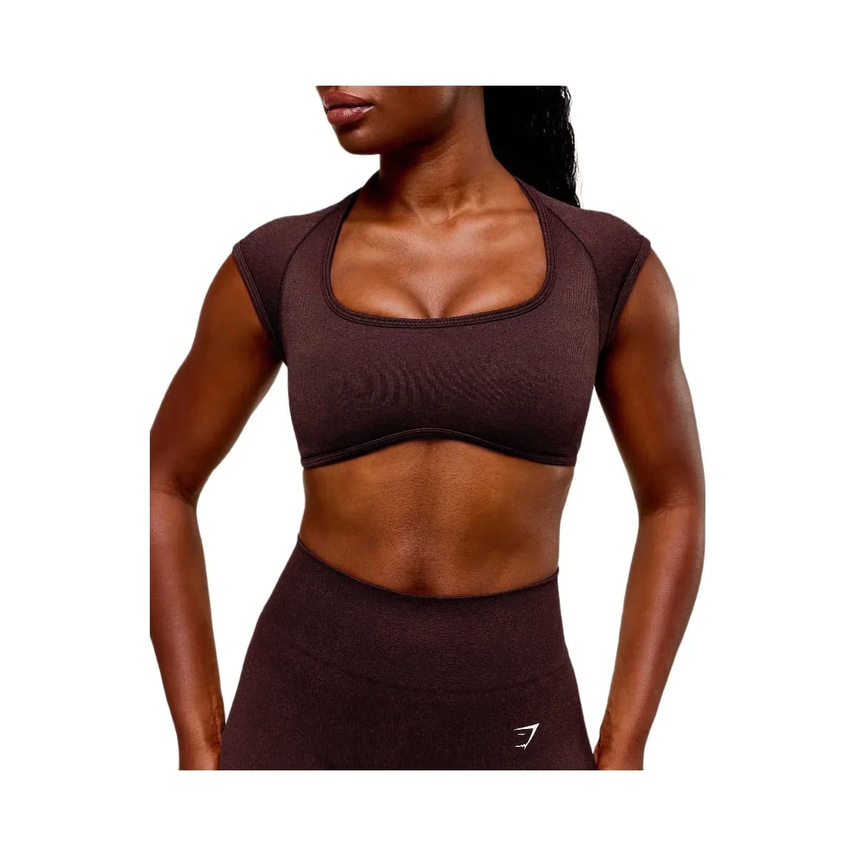 Gymshark Adapt Fleck x Whitney Short Sleeve Crop Top - Cherry Purple/Rich Maroon