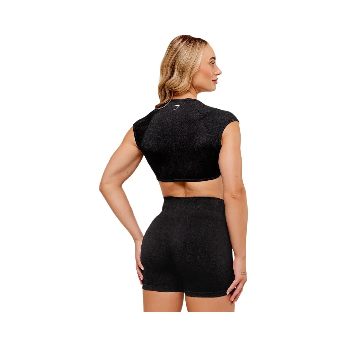 Gymshark Adapt Fleck x Whitney Short Sleeve Crop Top - Black