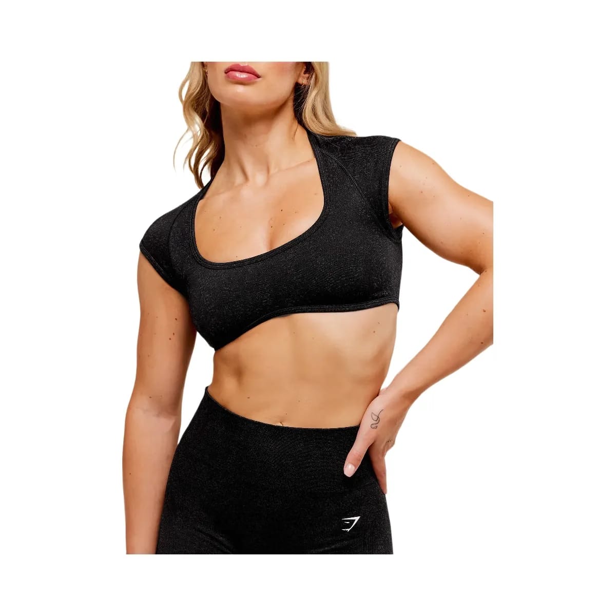 Gymshark Adapt Fleck x Whitney Short Sleeve Crop Top - Black