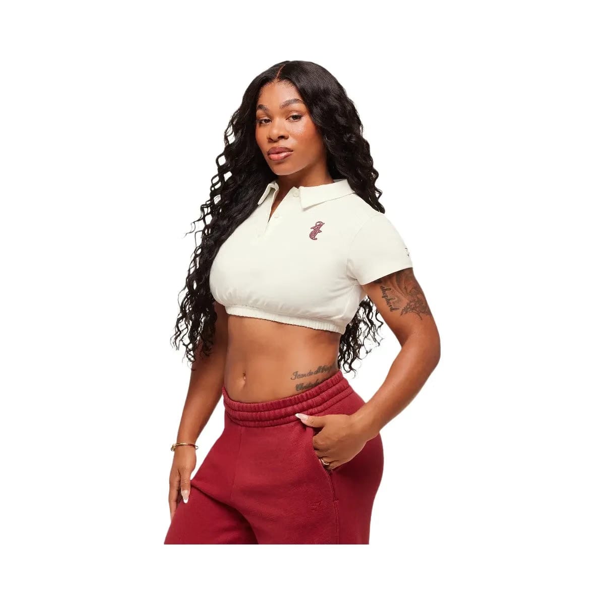 Gymshark x Analis Cropped Polo - Soft White