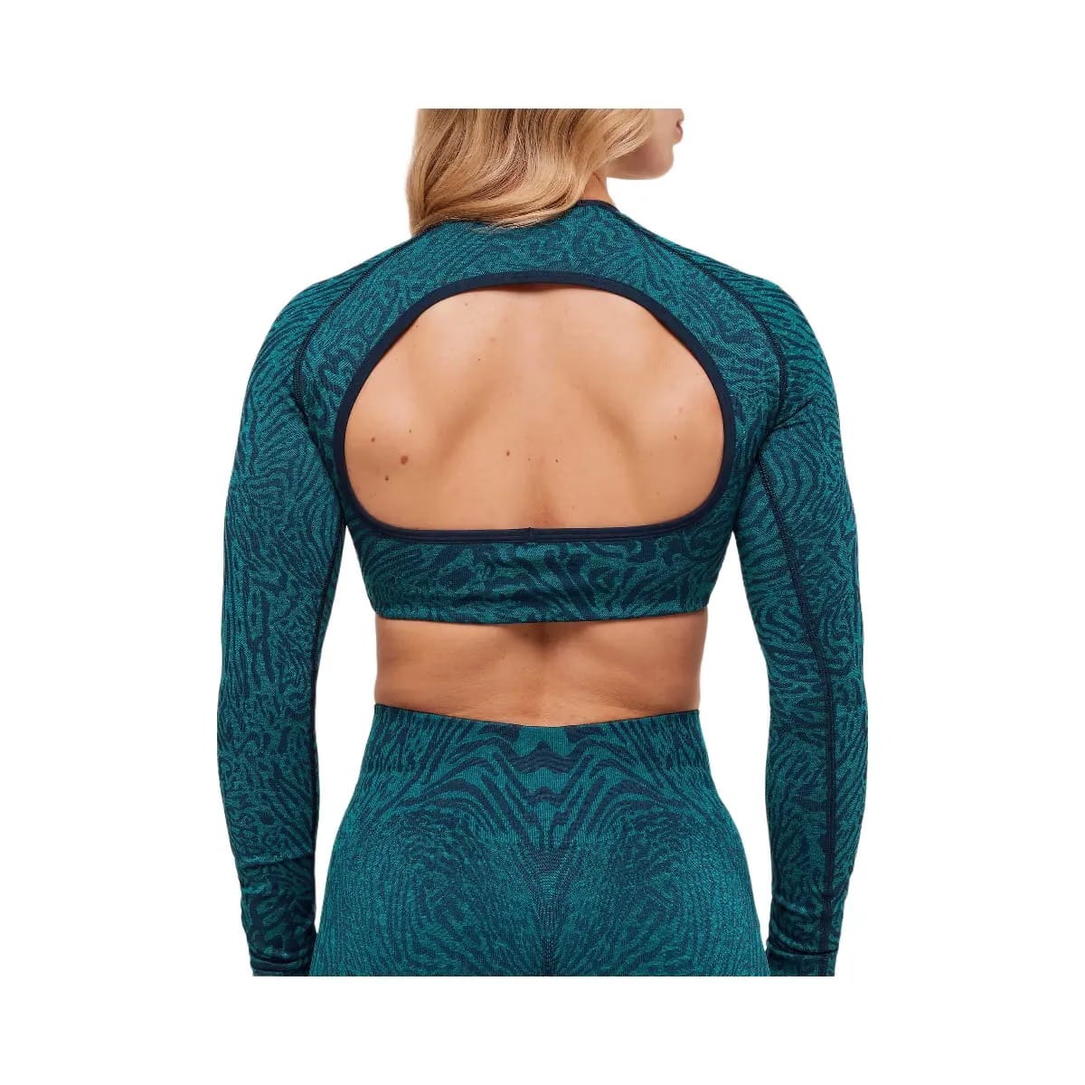 Gymshark Adapt Animal Long Sleeve Crop Top - Navy/Brand Blue
