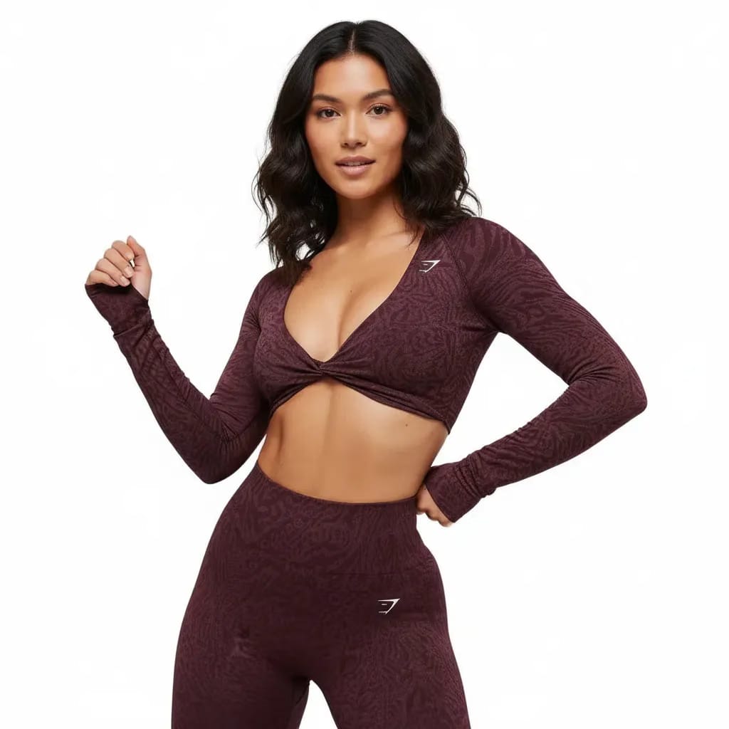 Gymshark Adapt Animal Long Sleeve Crop Top - Cherry Purple/Reset Pink