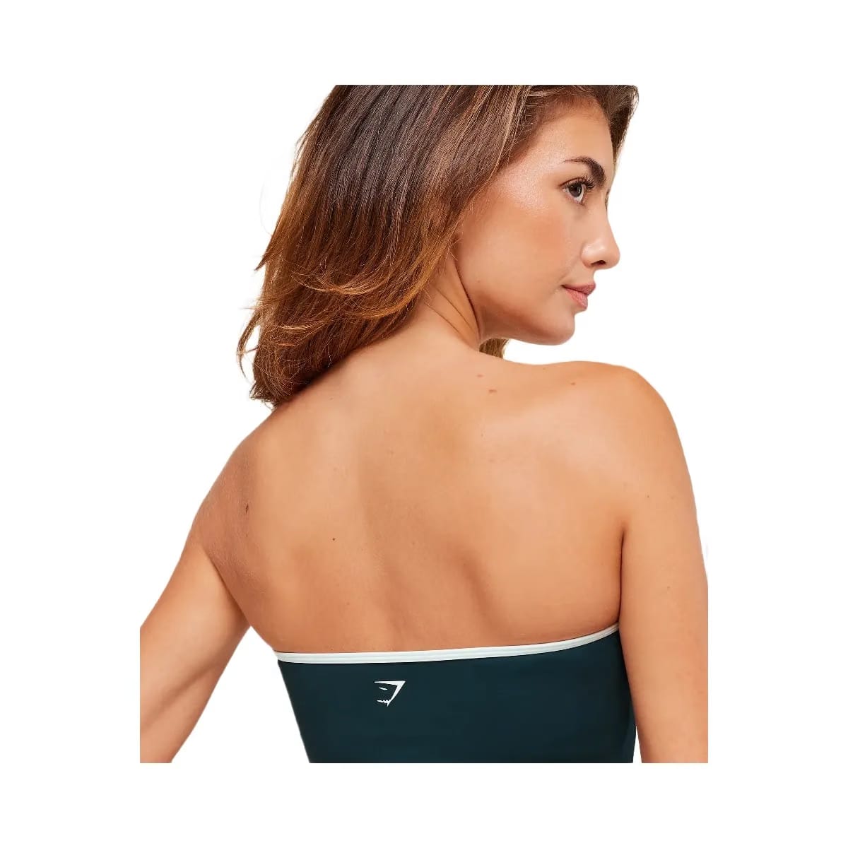 Gymshark Piping Bandeau With Shelf - Deep Petrol Blue/Smoke Blue/Soft White