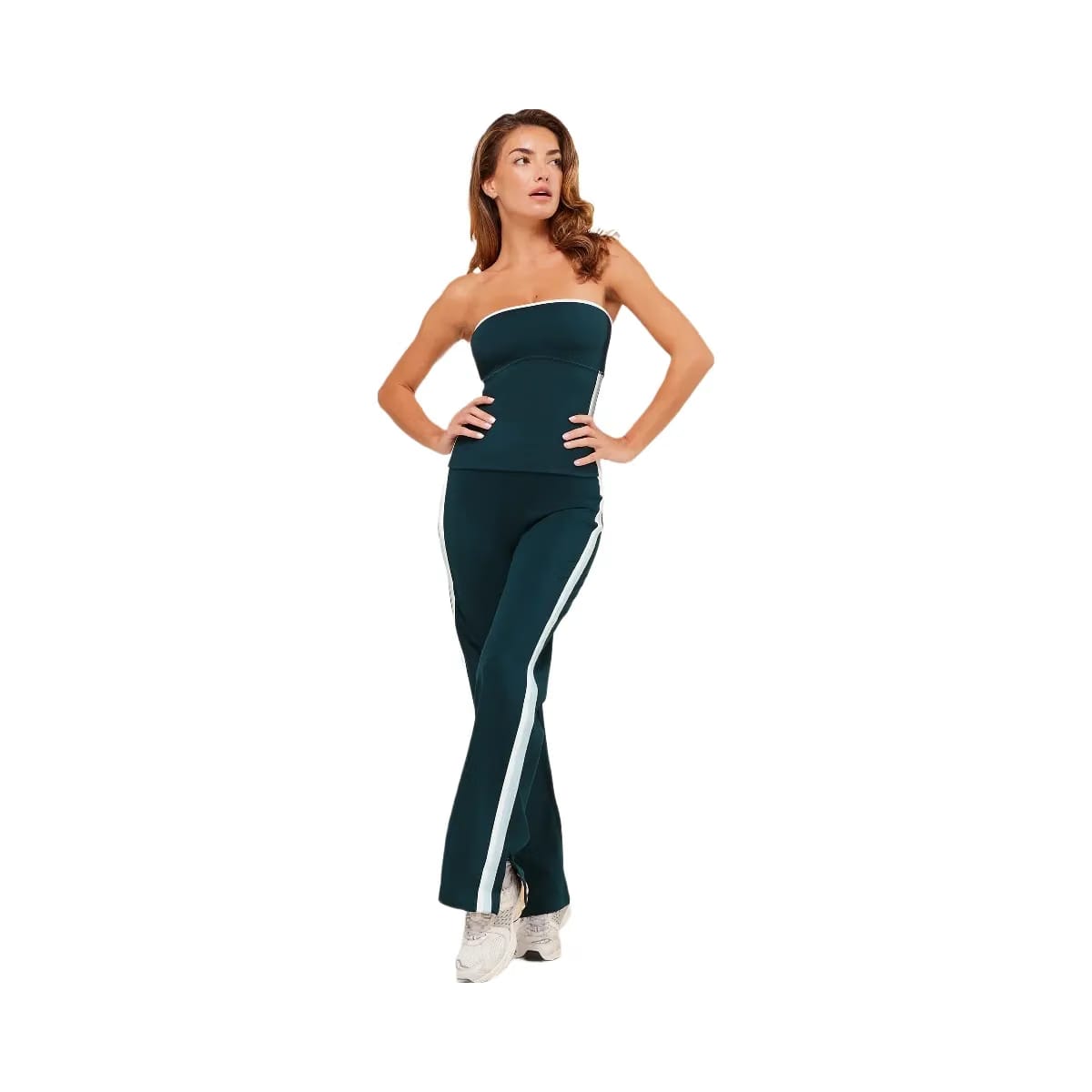 Gymshark Piping Bandeau With Shelf - Deep Petrol Blue/Smoke Blue/Soft White