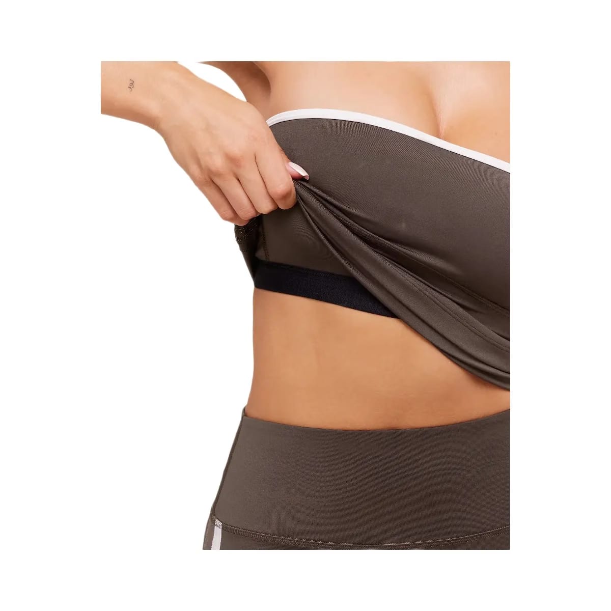 Gymshark Piping Bandeau With Shelf - Walnut Brown/Chestnut Pink/Soft White