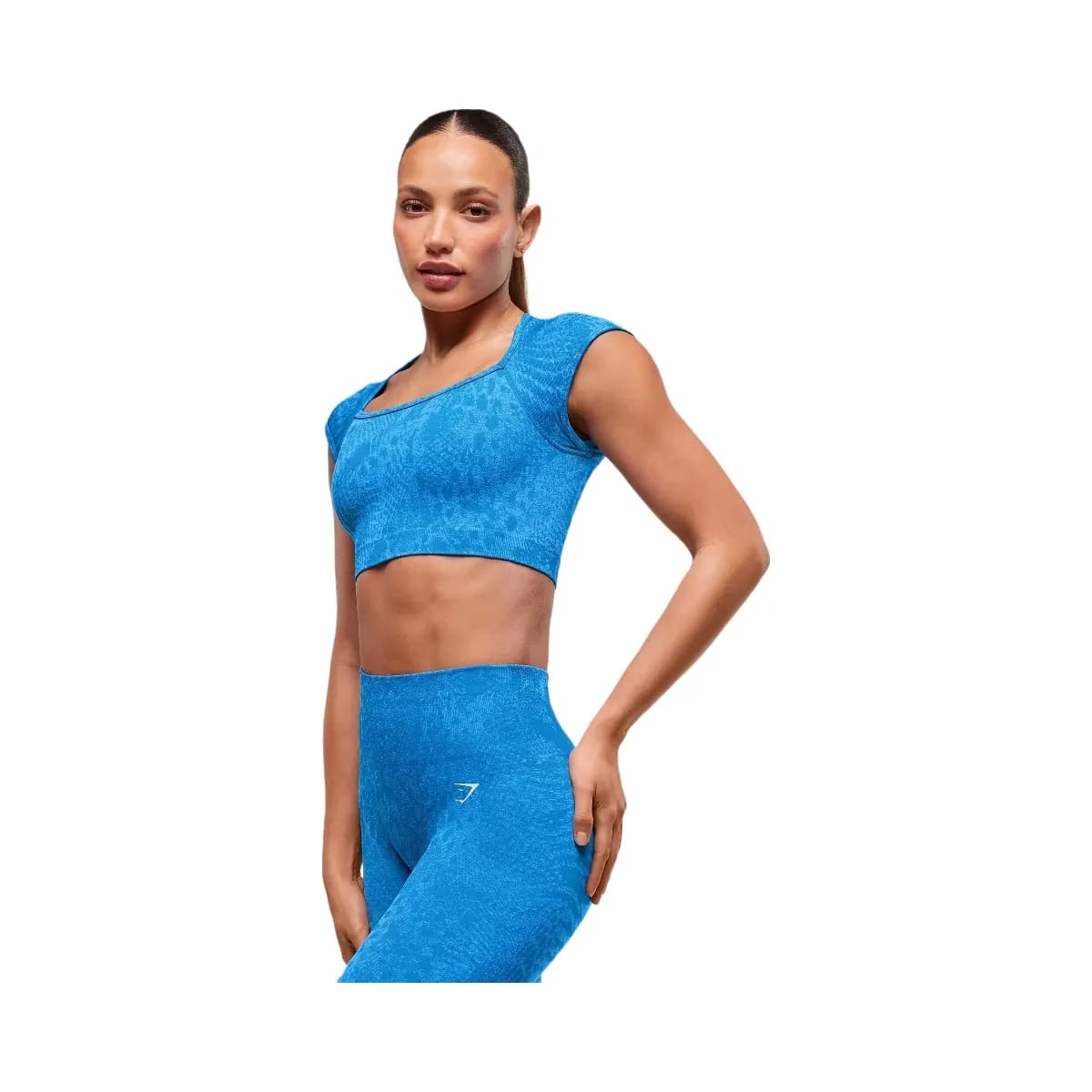 Gymshark Adapt Animal X Whitney Seamless Crop Top - Barbell Blue/Gentle Blue