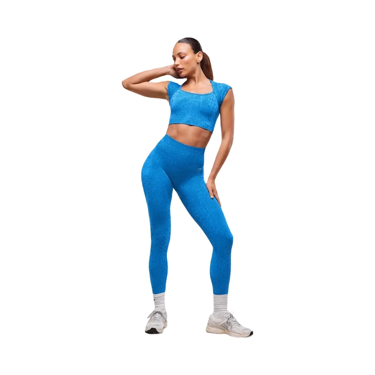 Gymshark Adapt Animal X Whitney Seamless Crop Top - Barbell Blue/Gentle Blue