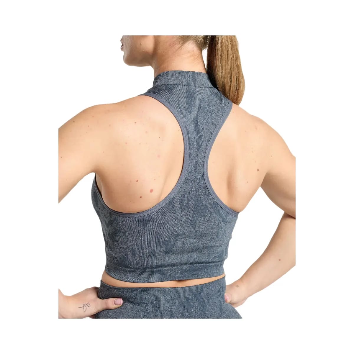 Gymshark Adapt Camo Seamless Zip Up Crop Top - Titanium Blue/Denim Grey