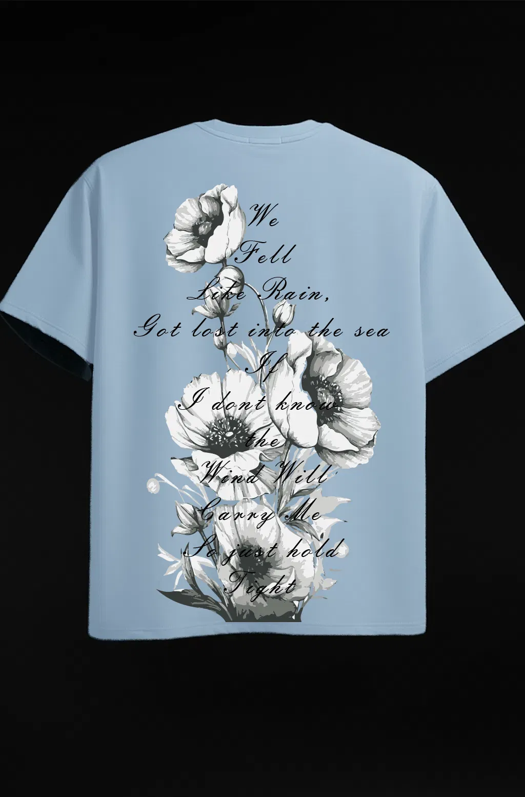 SET OF 3 Orng MAMA, Dark Brown Angel T-Shirt, Blue Blossom Rain Flower T-Shirt