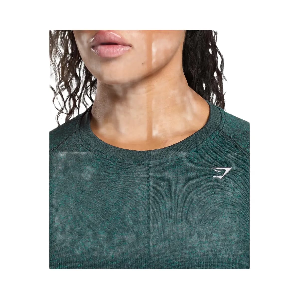 Gymshark Adapt Fleck Seamless Long Sleeve Crop Top - Darkest Teal/Functional Teal