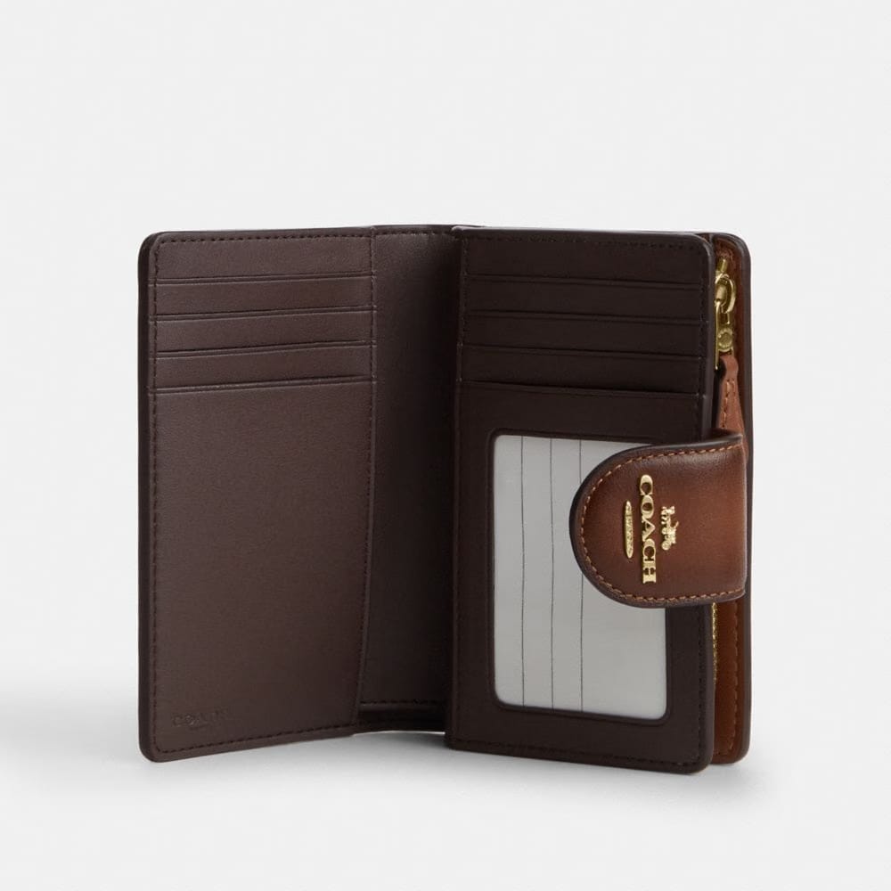 Coach Medium Corner Zip Wallet Gold Redwood