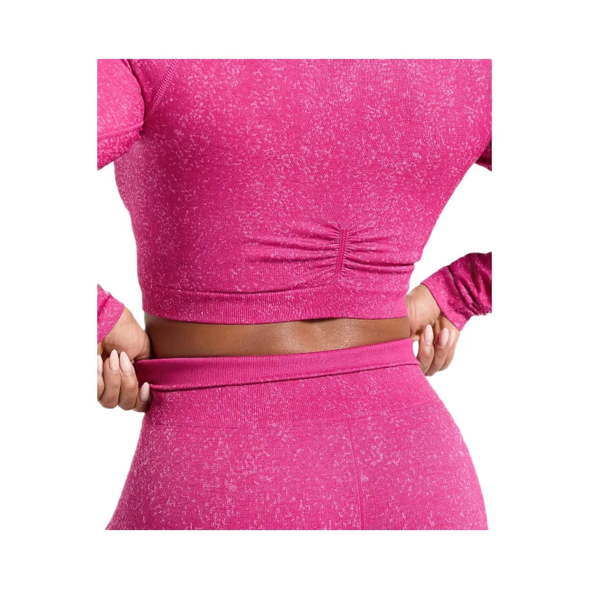 Gymshark Adapt Fleck Seamless Long Sleeve Crop Top - Winning Pink/Sour Pink