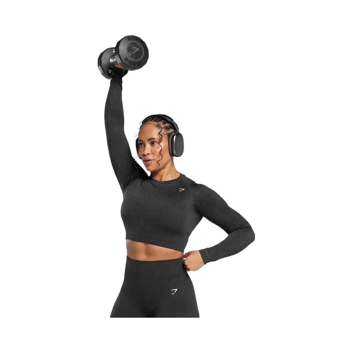 Gymshark Adapt Fleck Seamless Long Sleeve Crop Top - Mineral | Black