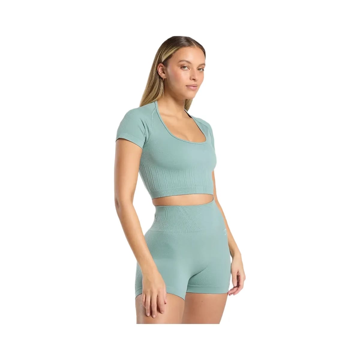 Gymshark Corset Seamless Crop Top - Celeste Blue