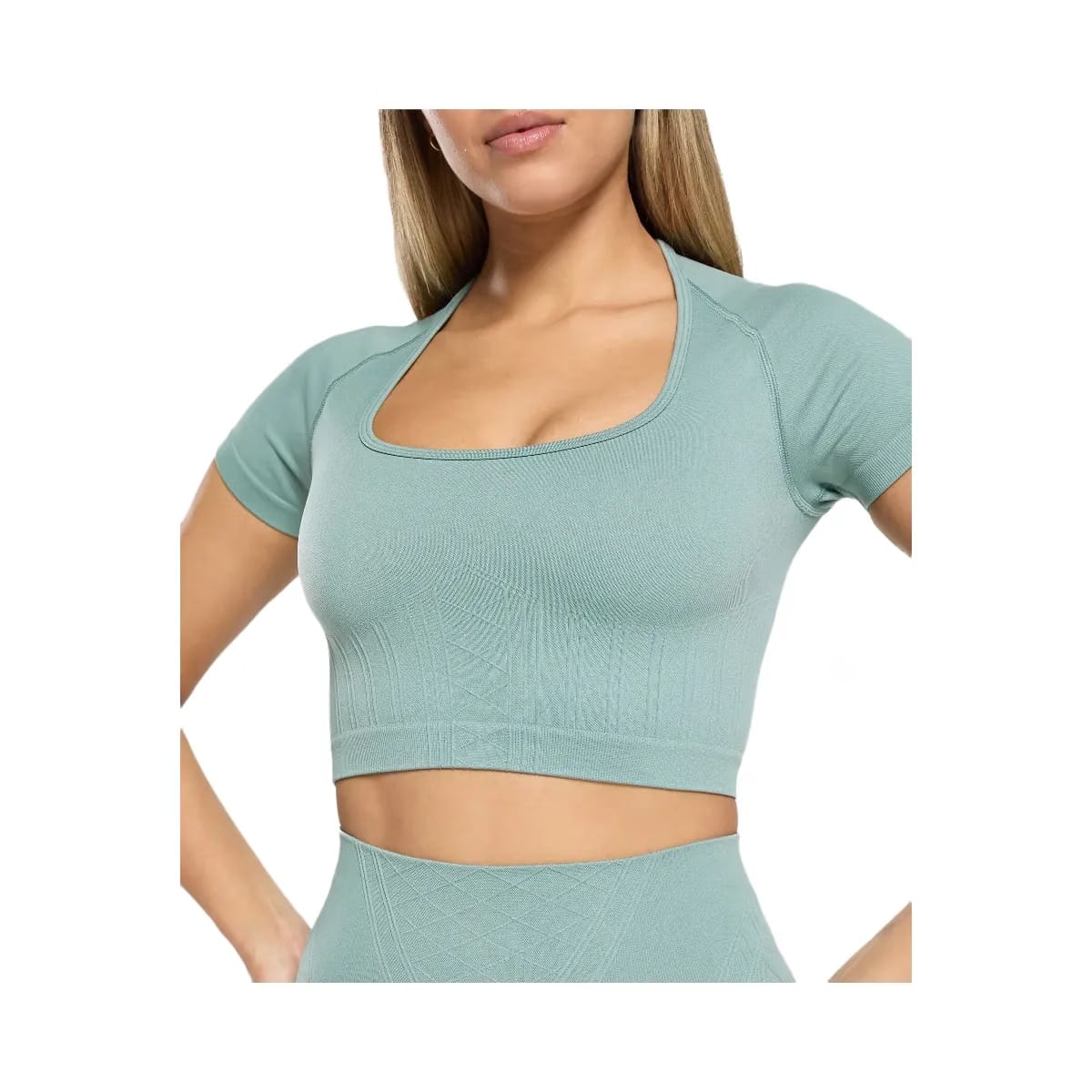 Gymshark Corset Seamless Crop Top - Celeste Blue