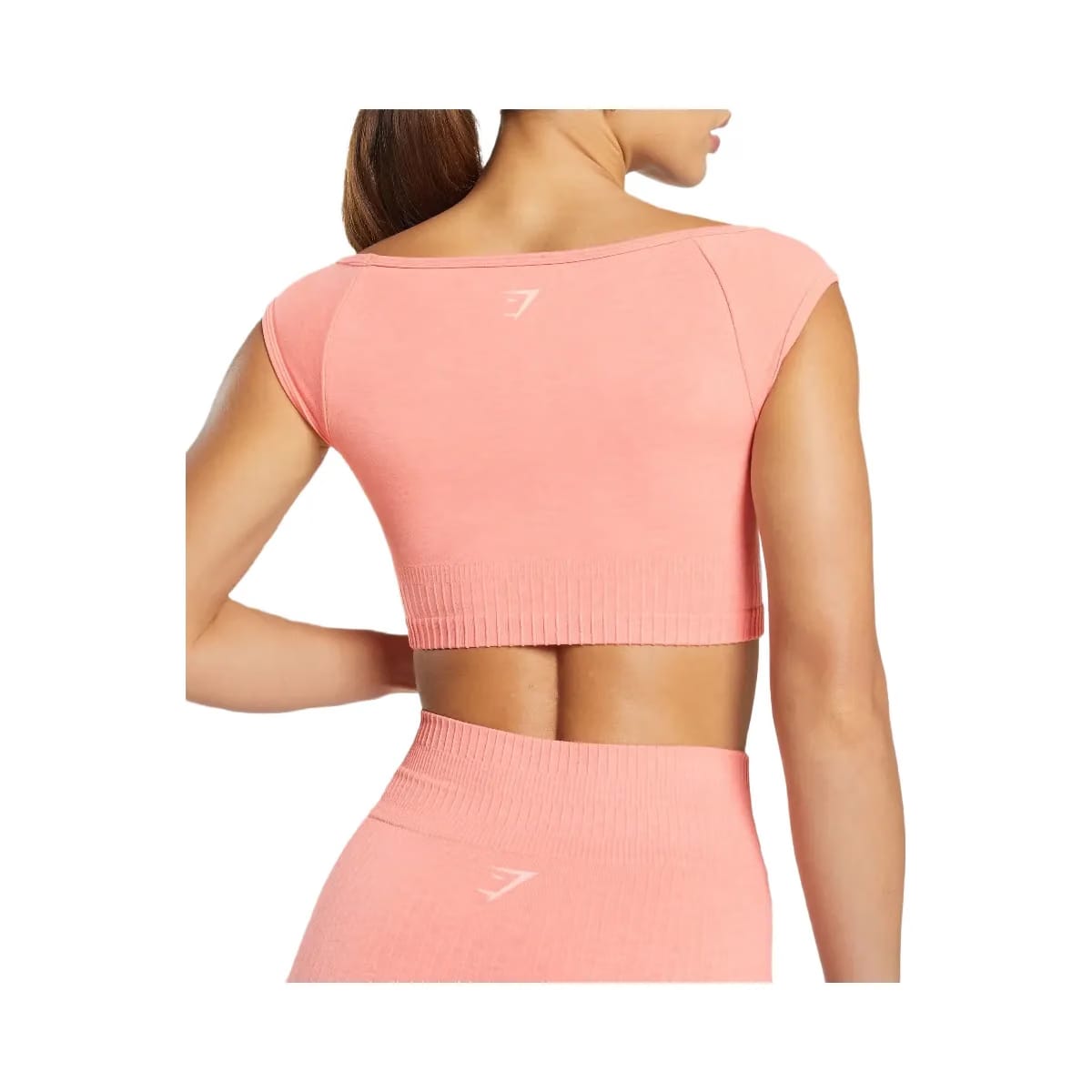 Gymshark Luxe Seamless Boat Neck Crop Top - Bros Muted Coral Marl