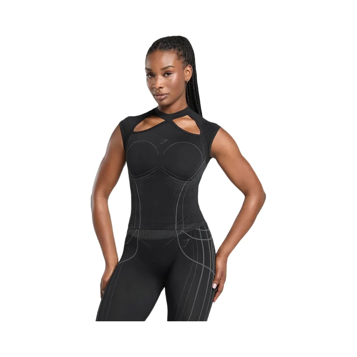 Gymshark Apex Seamless Midi T-Shirt - Black/Graphite Grey
