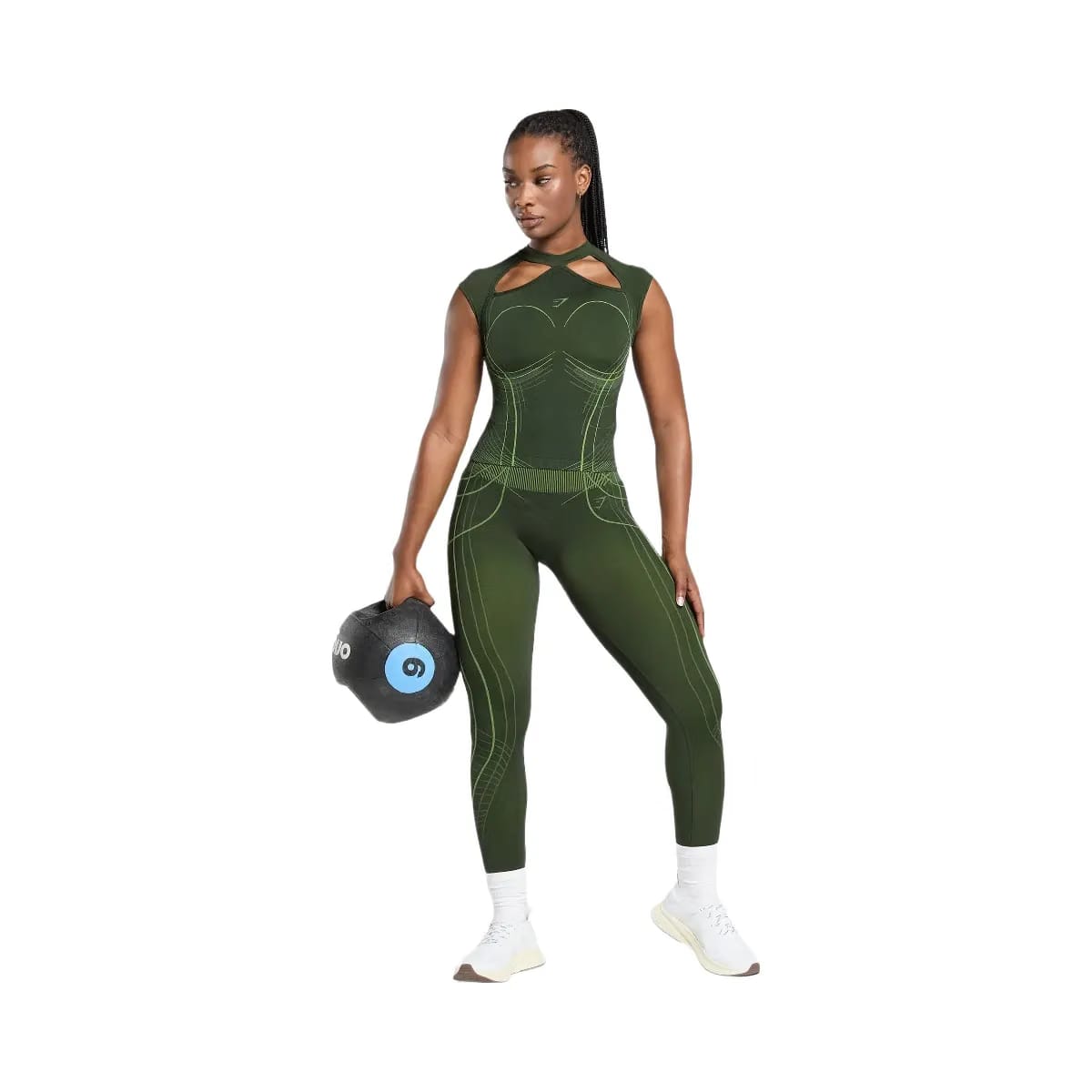 Gymshark Apex Seamless Midi T-Shirt - Trail Green/Energy Gelato Green
