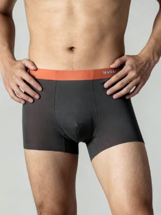 Men Dual Tone Orange Grey Solid Luxury Bonded Elastic Trunk by Manaca