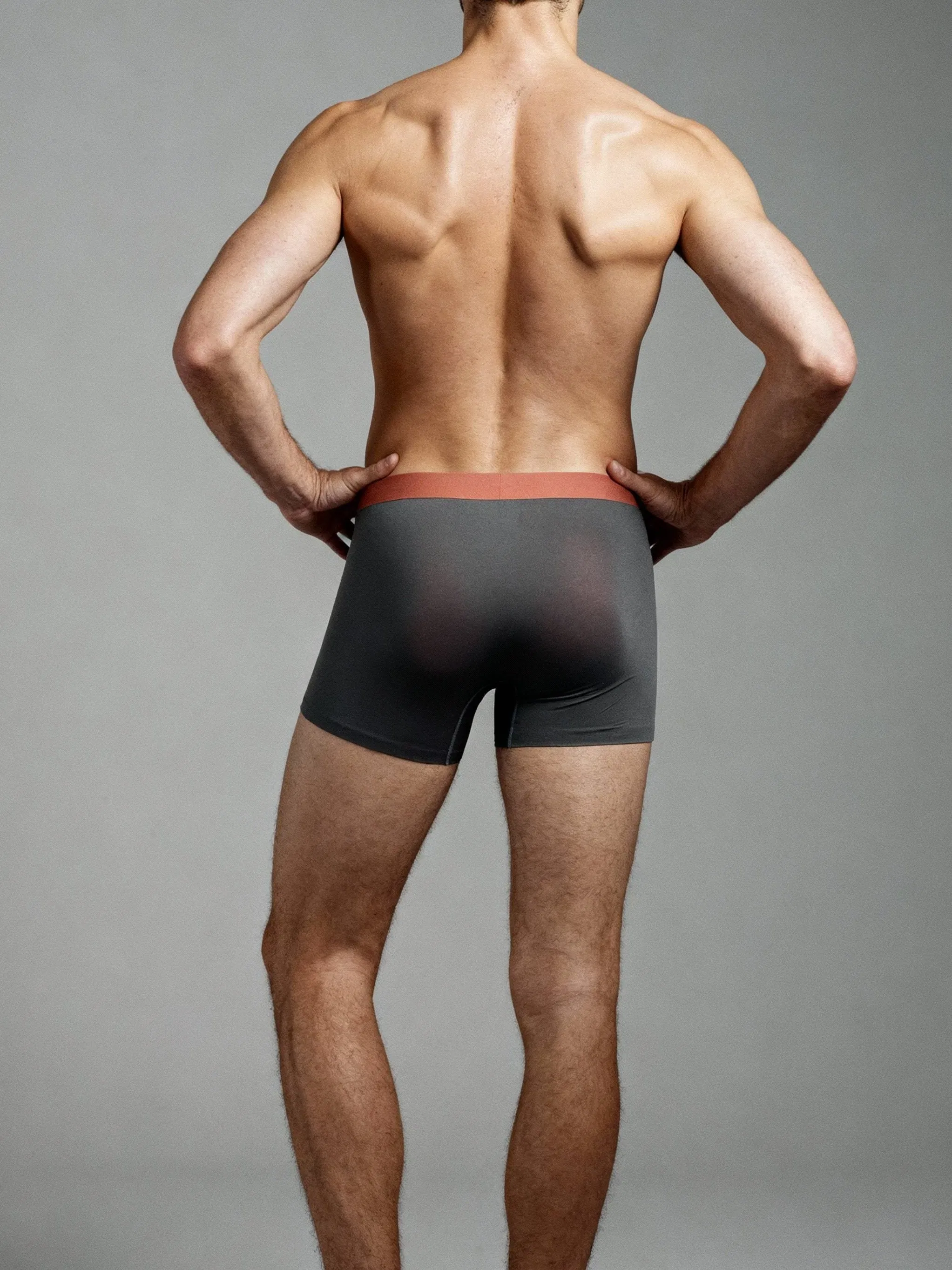 Men Dual Tone Orange Grey Solid Luxury Bonded Elastic Trunk by Manaca