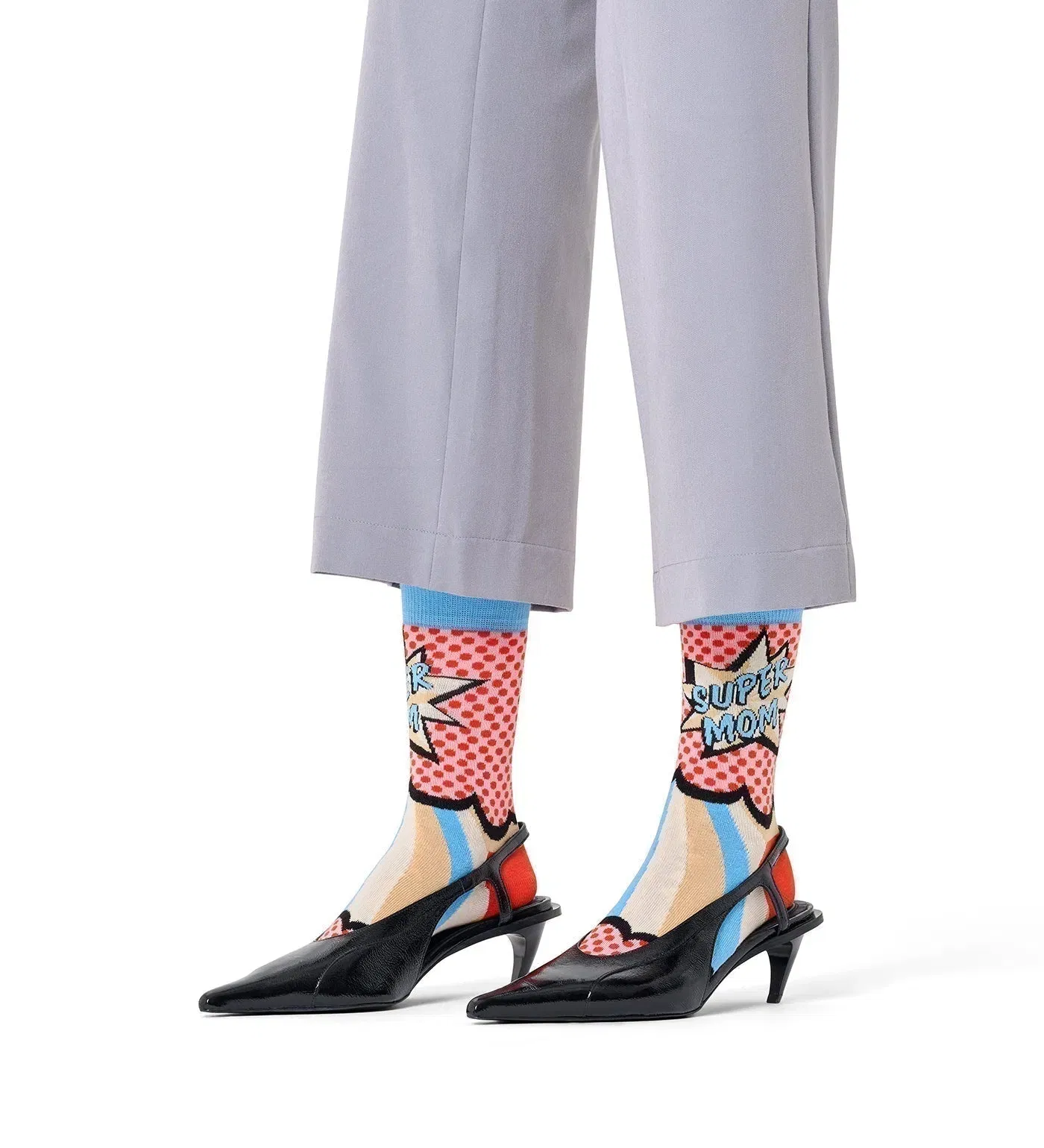 Happy Socks Unisex Super Mom Printed Crew Length Socks for Women and Men