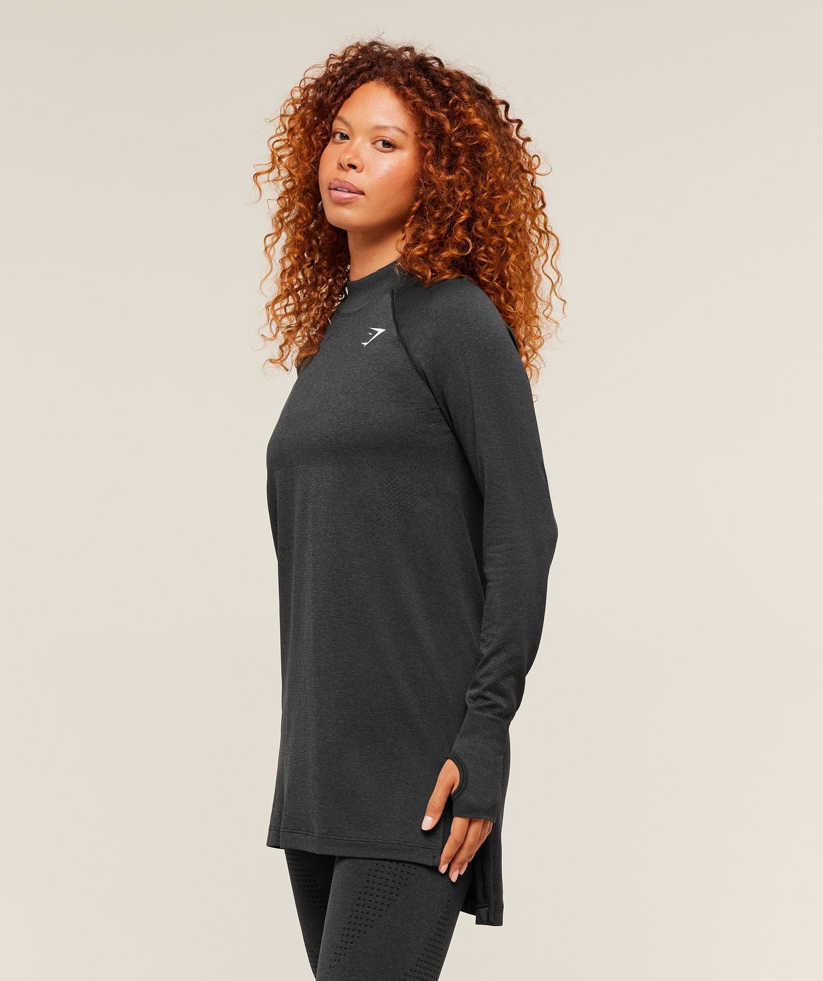 Gymshark Vital Long Line Top - Black Marl