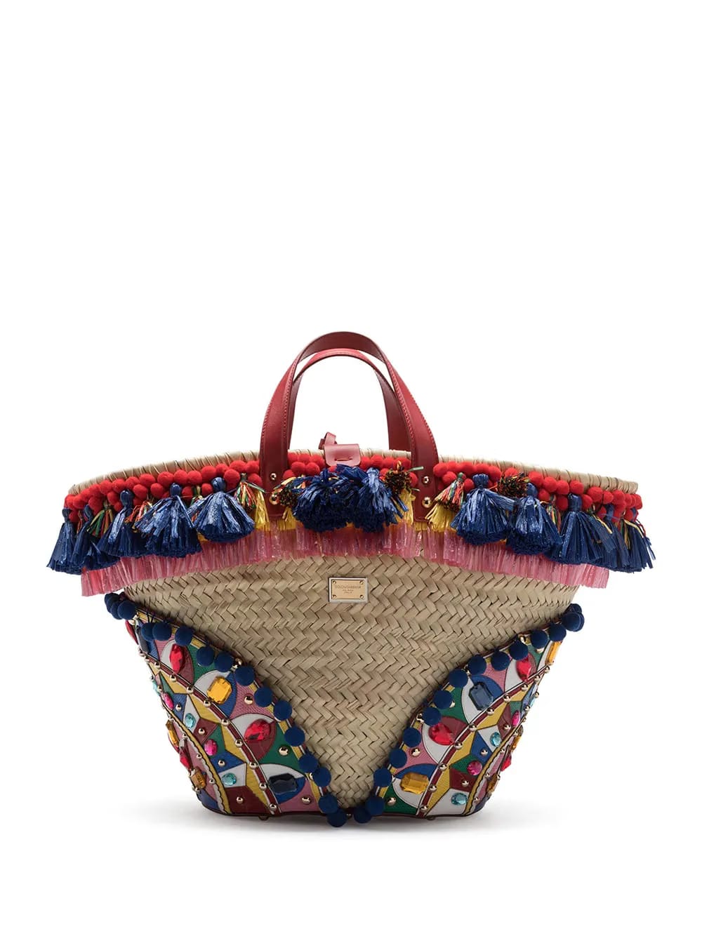 Kendra embroidered woven basket bag