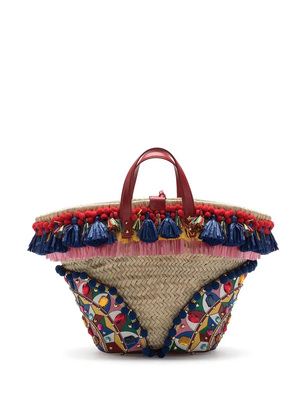 Kendra embroidered woven basket bag