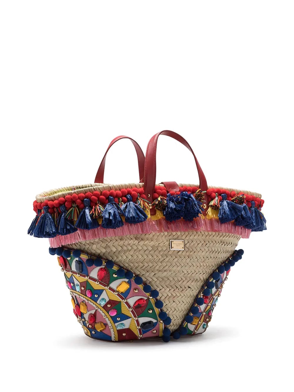 Kendra embroidered woven basket bag