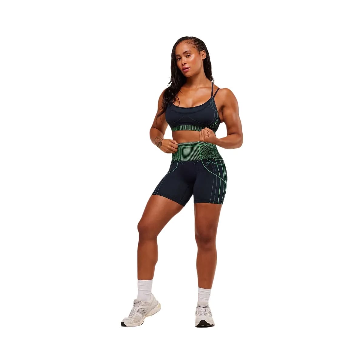 Gymshark Apex Seamless Shorts - Heavy Blue/Active Green