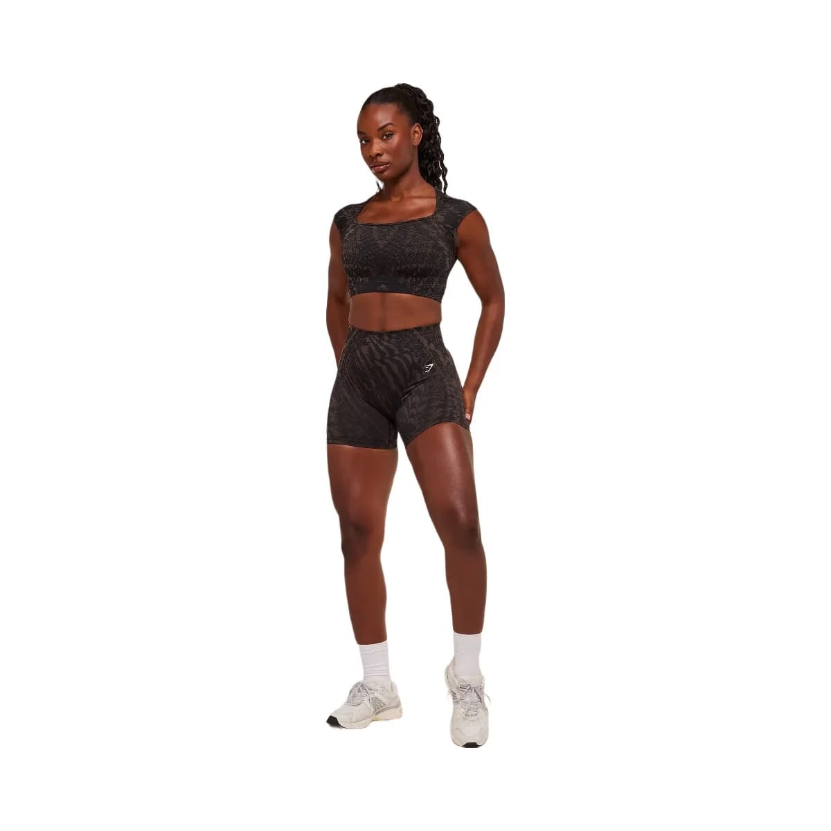 Gymshark Adapt Houndstooth Shorts - Black/Chestnut Pink