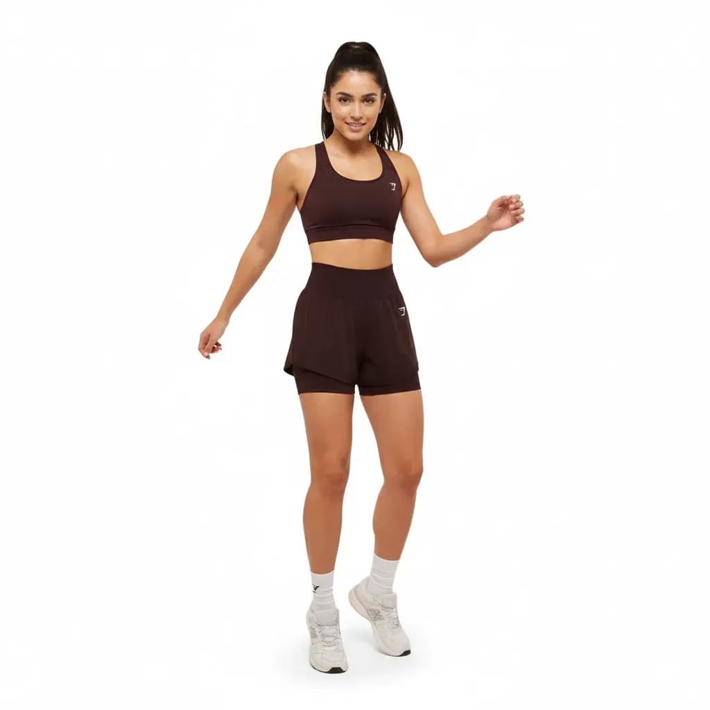 Gymshark Vital 2-in-1 Shorts - Rich Maroon/Marl
